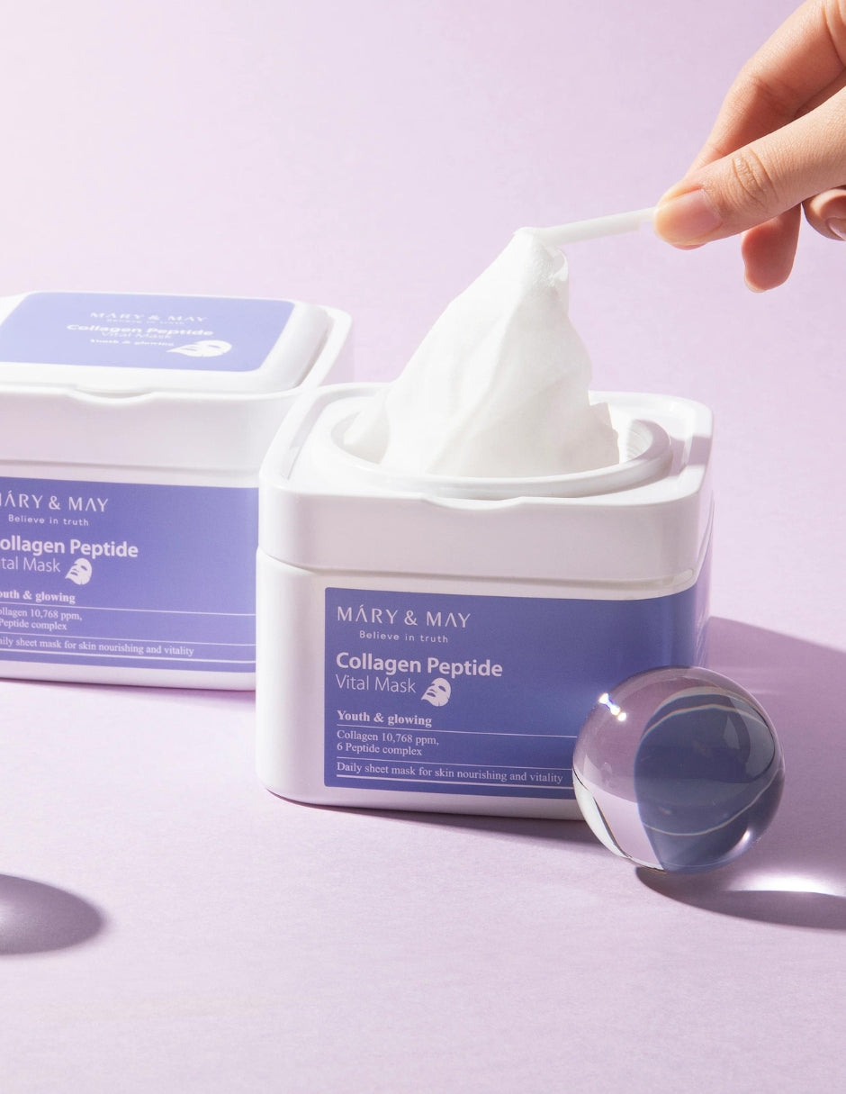 Collagen Peptide Vital Mask de Mary & May- Mascarillas de Colágeno 30 piezas