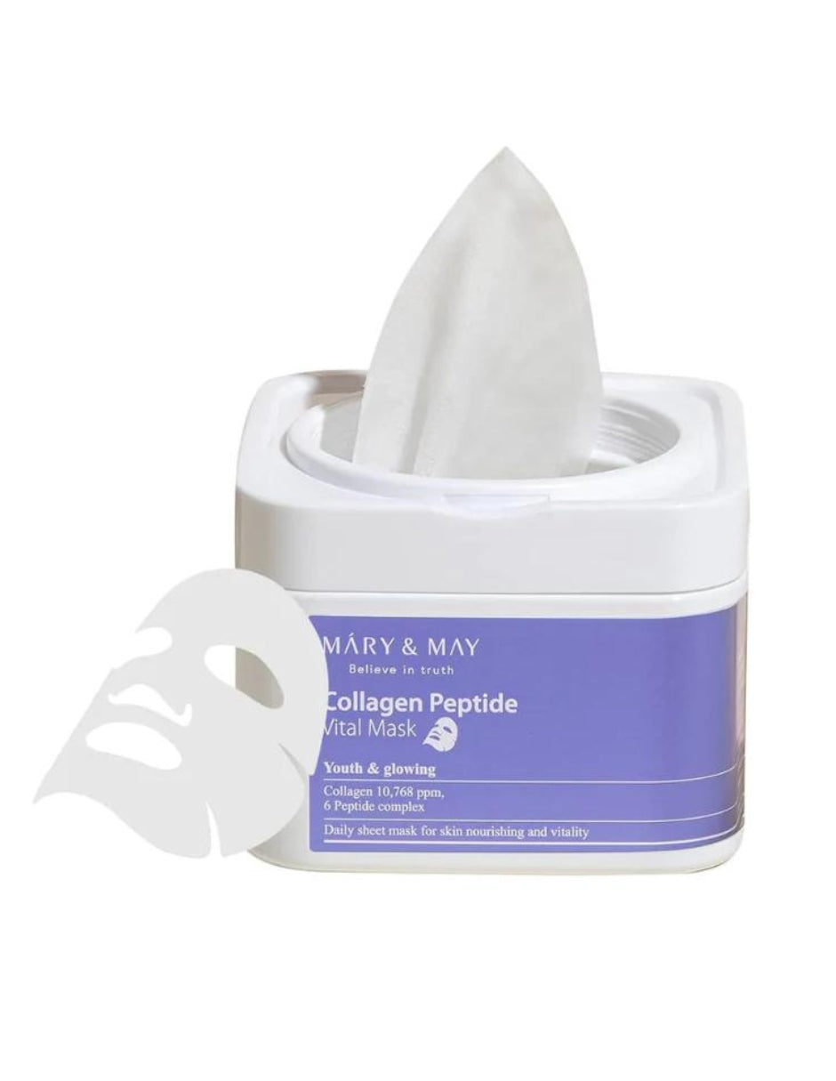 Collagen Peptide Vital Mask de Mary & May- Mascarillas de Colágeno 30 piezas
