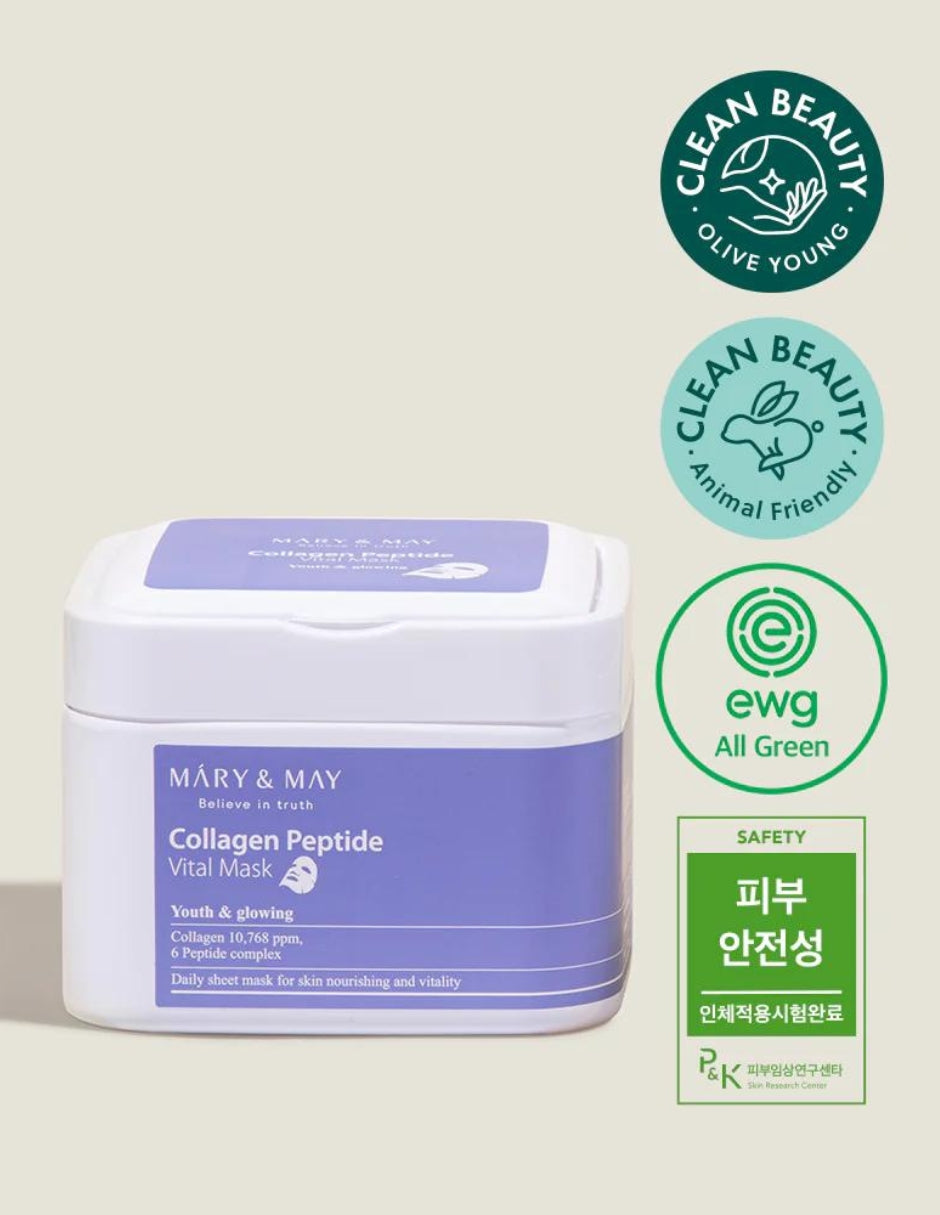 Collagen Peptide Vital Mask de Mary & May- Mascarillas de Colágeno 30 piezas